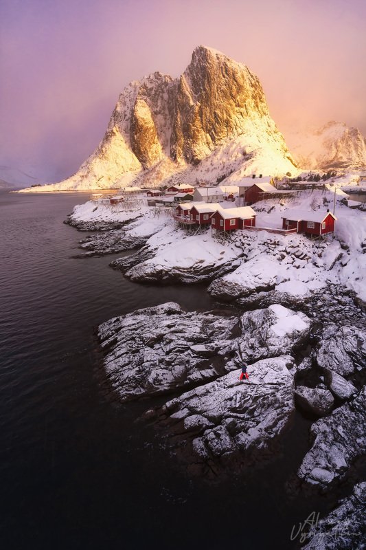 norway, lofoten, reine, moskenes, hamnoya, mountain, winter, sunrise, light, photographer Фотограф фото превью