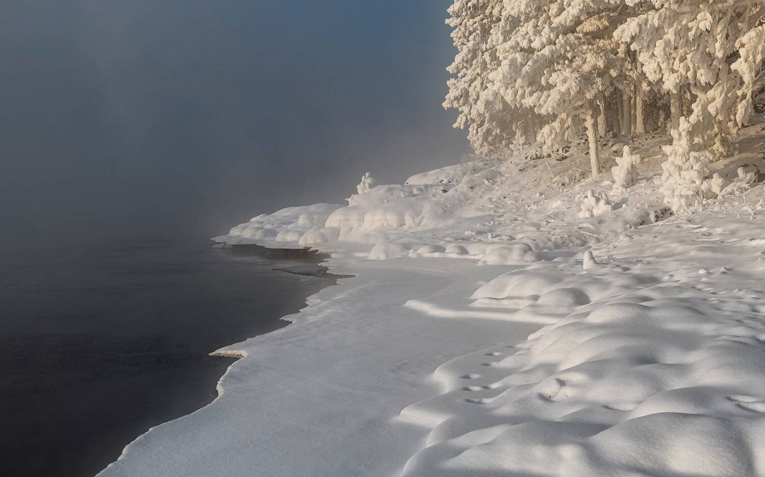 енисей, зима, изморозь., холодное солнце, иней., Марина Фомина