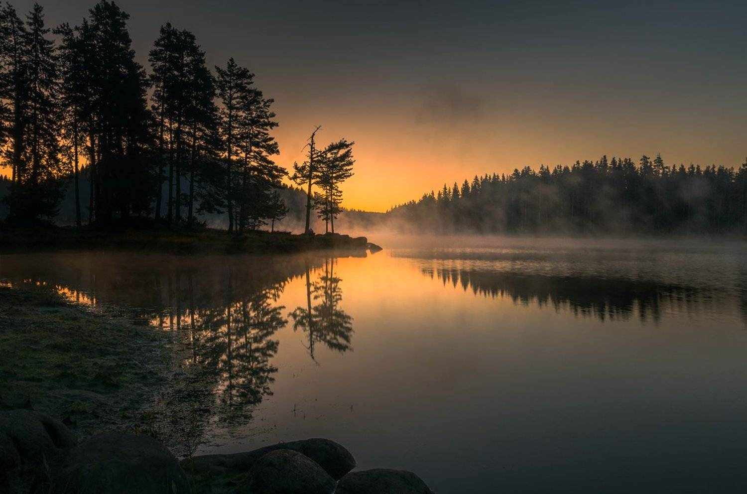 landscape nature scenery summer sunrise lake reflection sun clouds mountain trees пейзаж рассвет горы озеро, Александър Александров