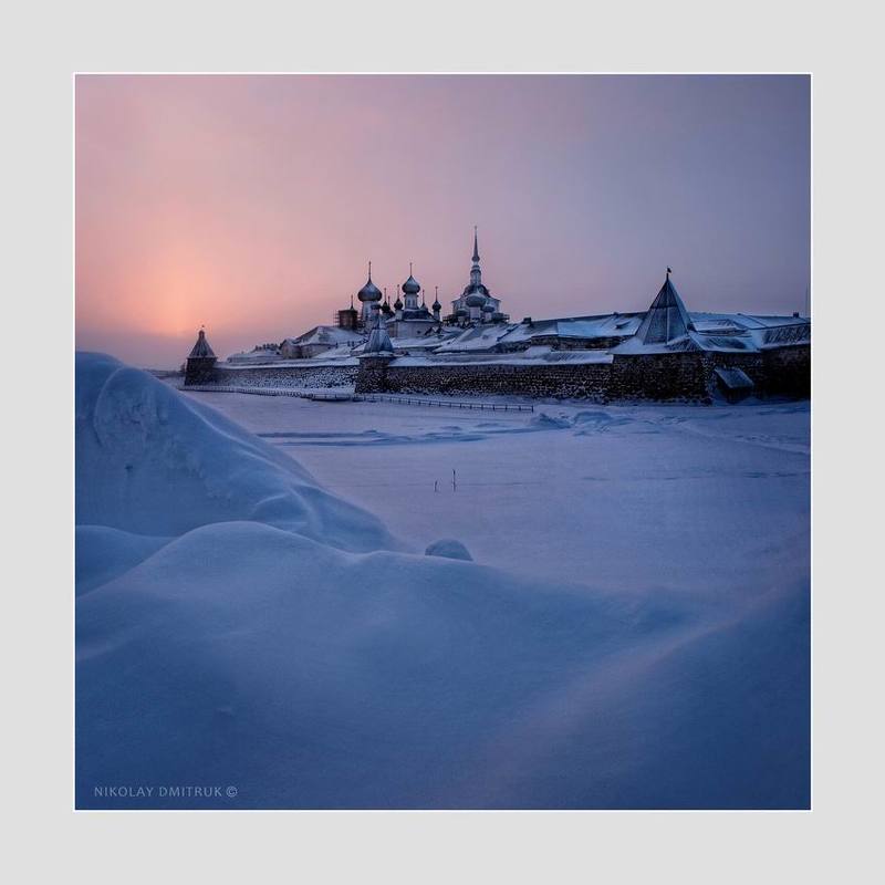 пейзаж зима мороз снег дмитрук музыка остров закат. Соловки. январь фото превью