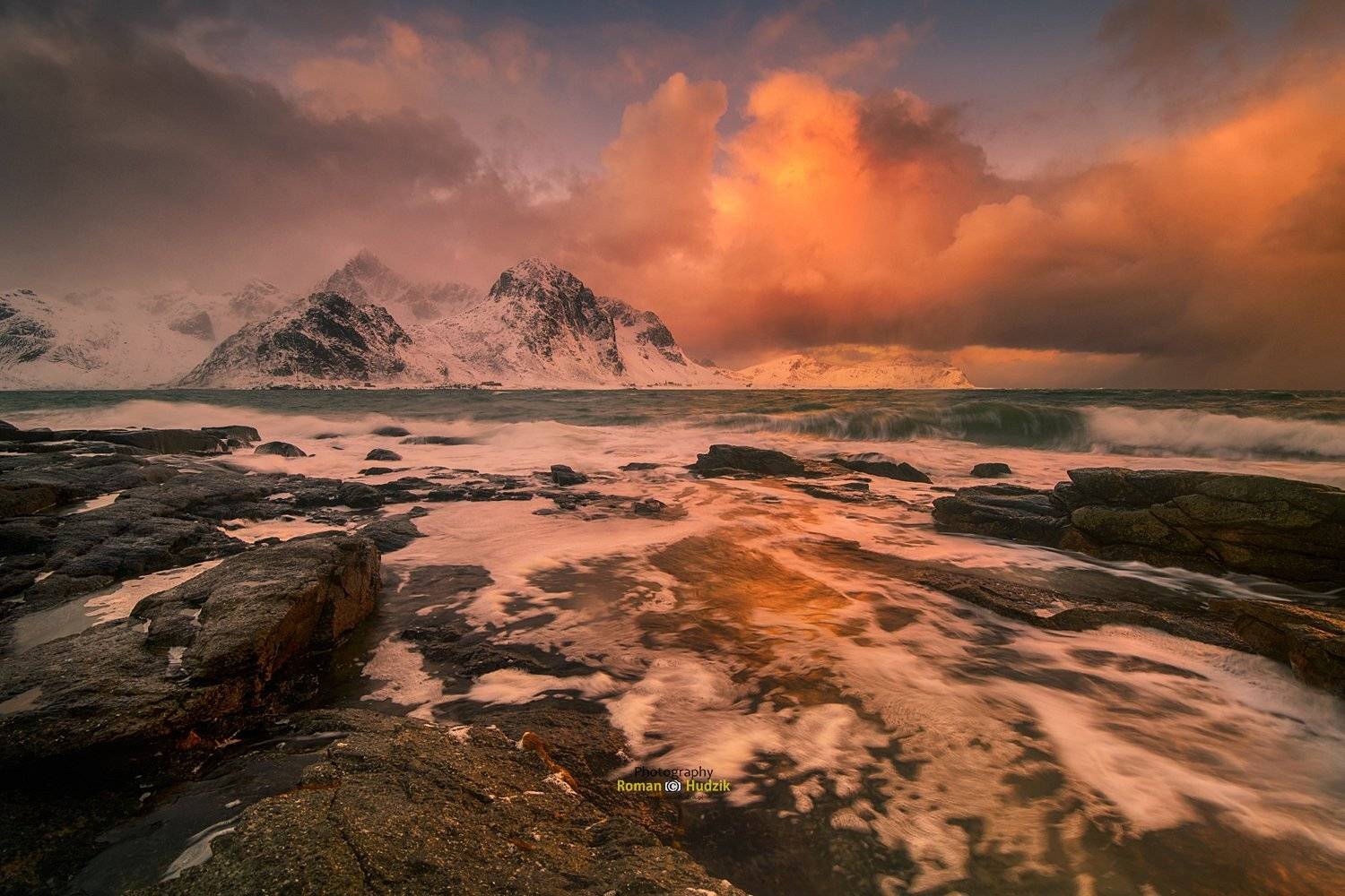   Lofoten, landscape, clouds, sunrise,, Roman Hudzik