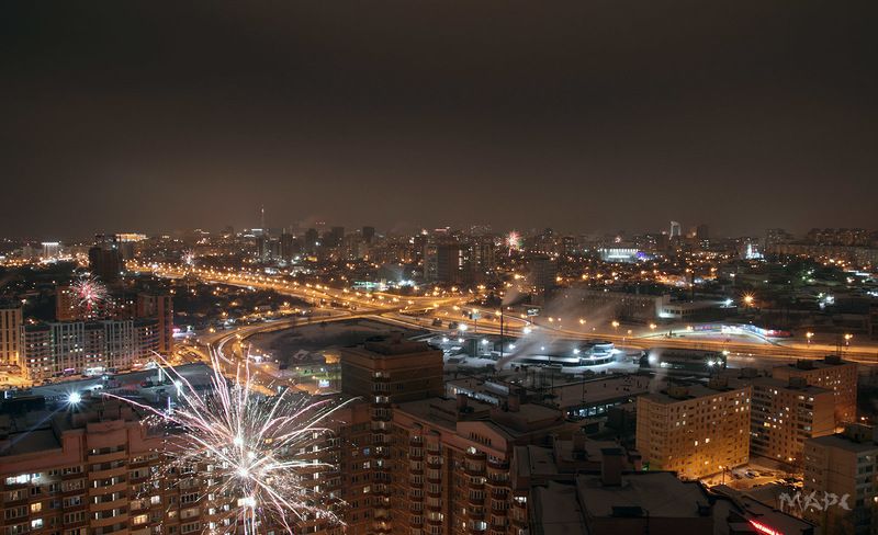 ночь город праздник новый год башкирия уфа Первые минуты Нового года. фото превью