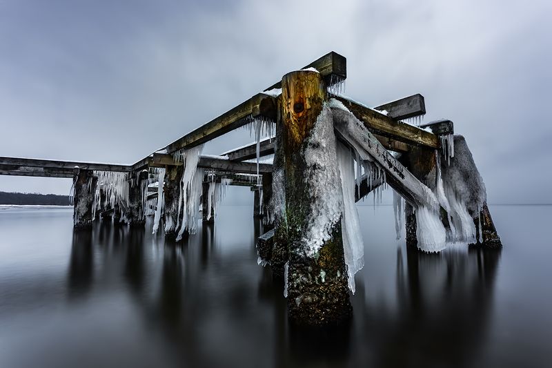 baltic sea, poland, ice, winter, snow, pier, long exposure Ice Monster фото превью