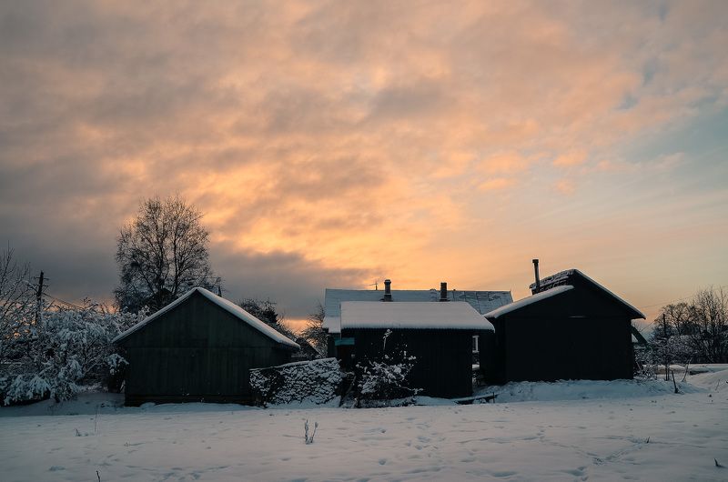 зима, мороз, снег, деревня, красота, тишина, вечер Вечер в деревне. фото превью
