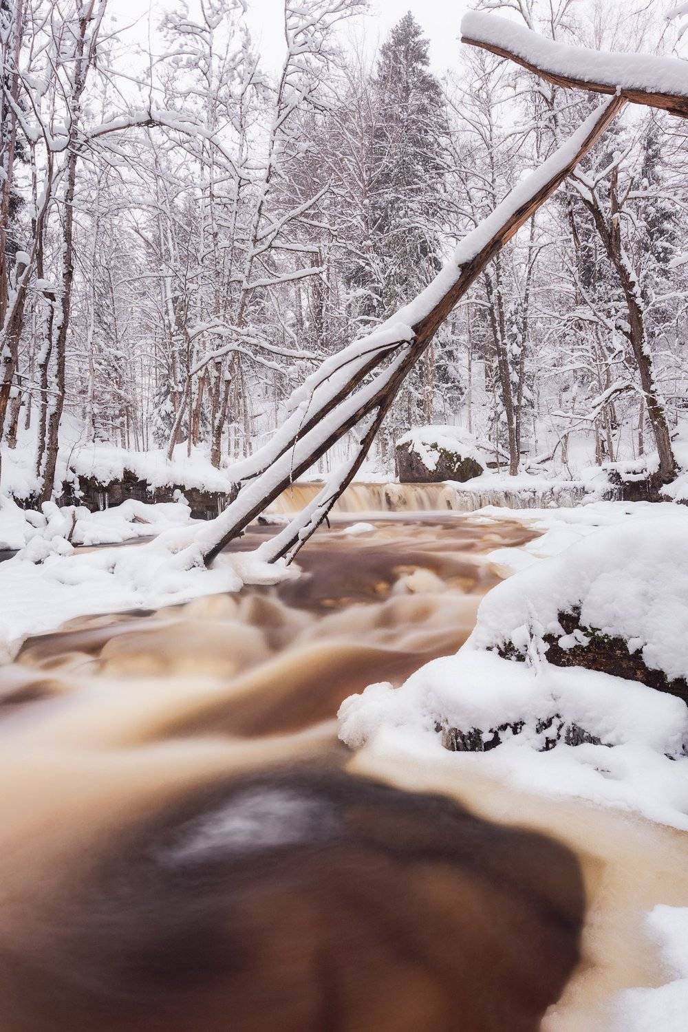 waterfall, estonia, winter, landscape, Имре Аунапуу