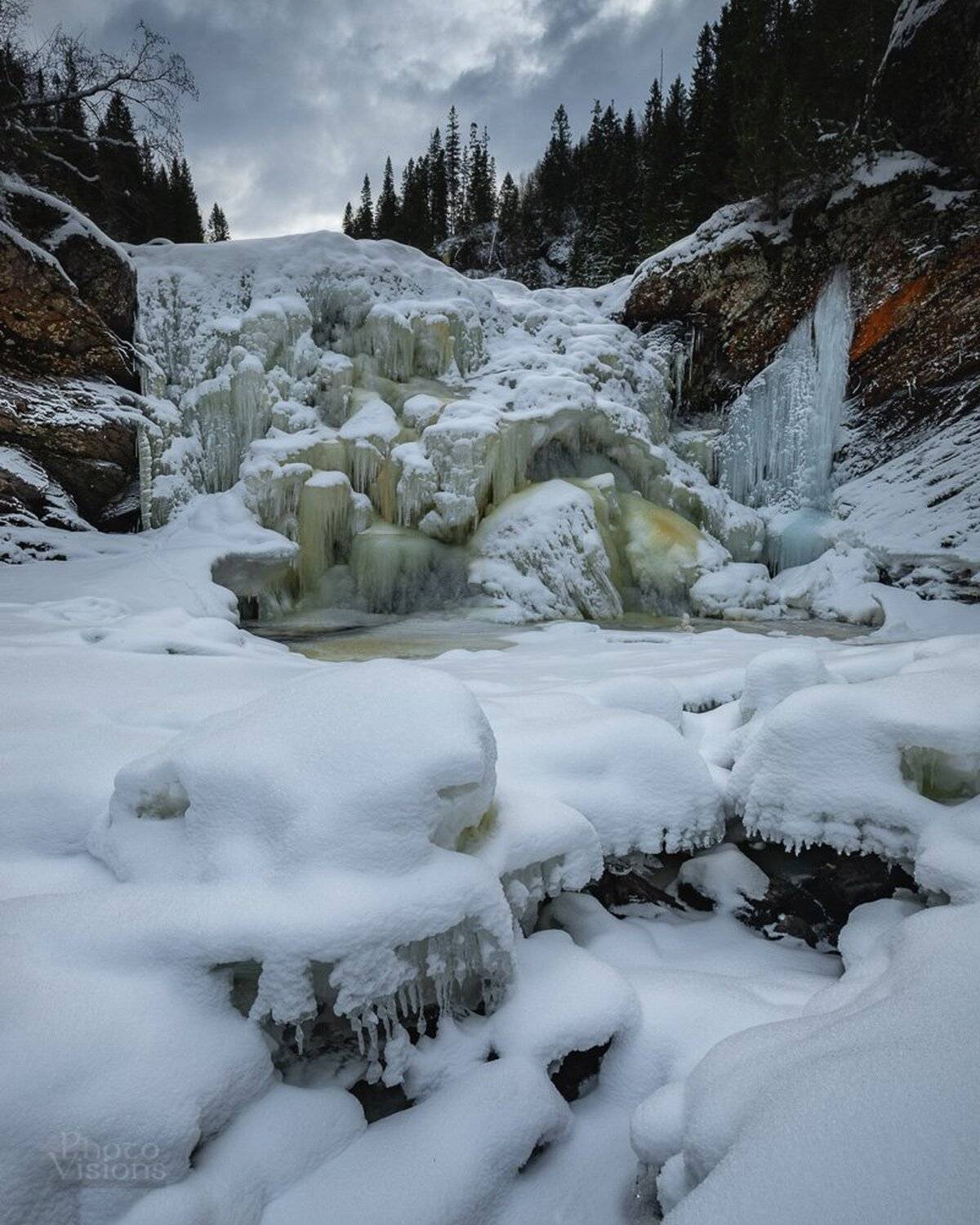 waterfall,falls,frozen,ice,winter,snow,forest,woodlands,norway,boreal,cold, Adrian Szatewicz