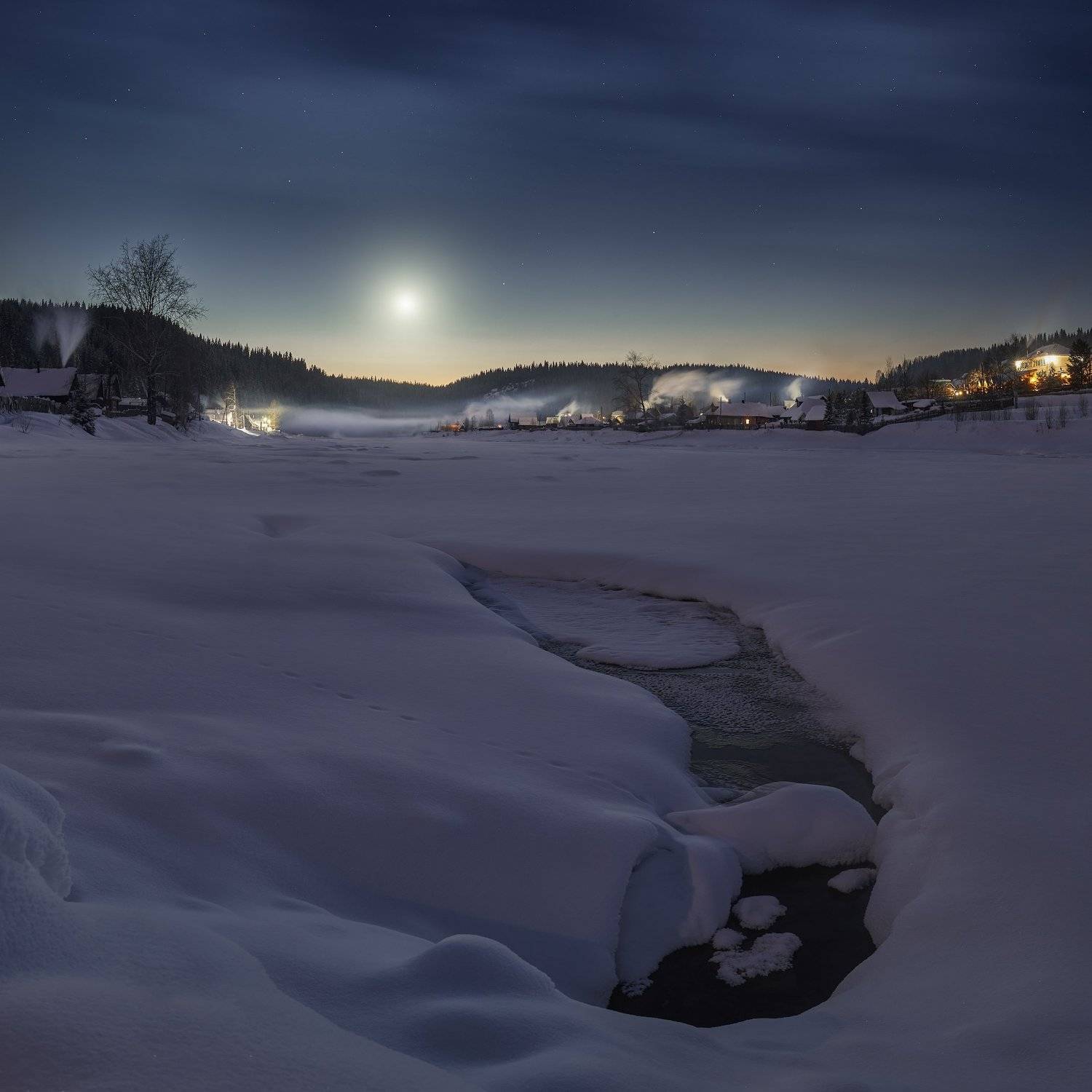 ночь, пермский край, усьва, луна, зима, Даниил Мелехов