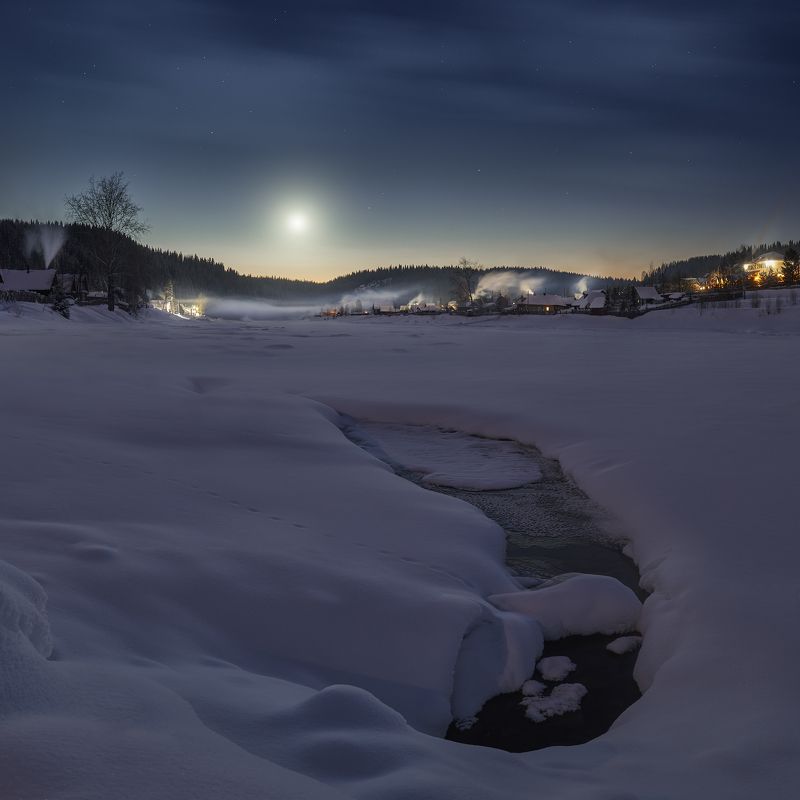 ночь, пермский край, усьва, луна, зима *** фото превью