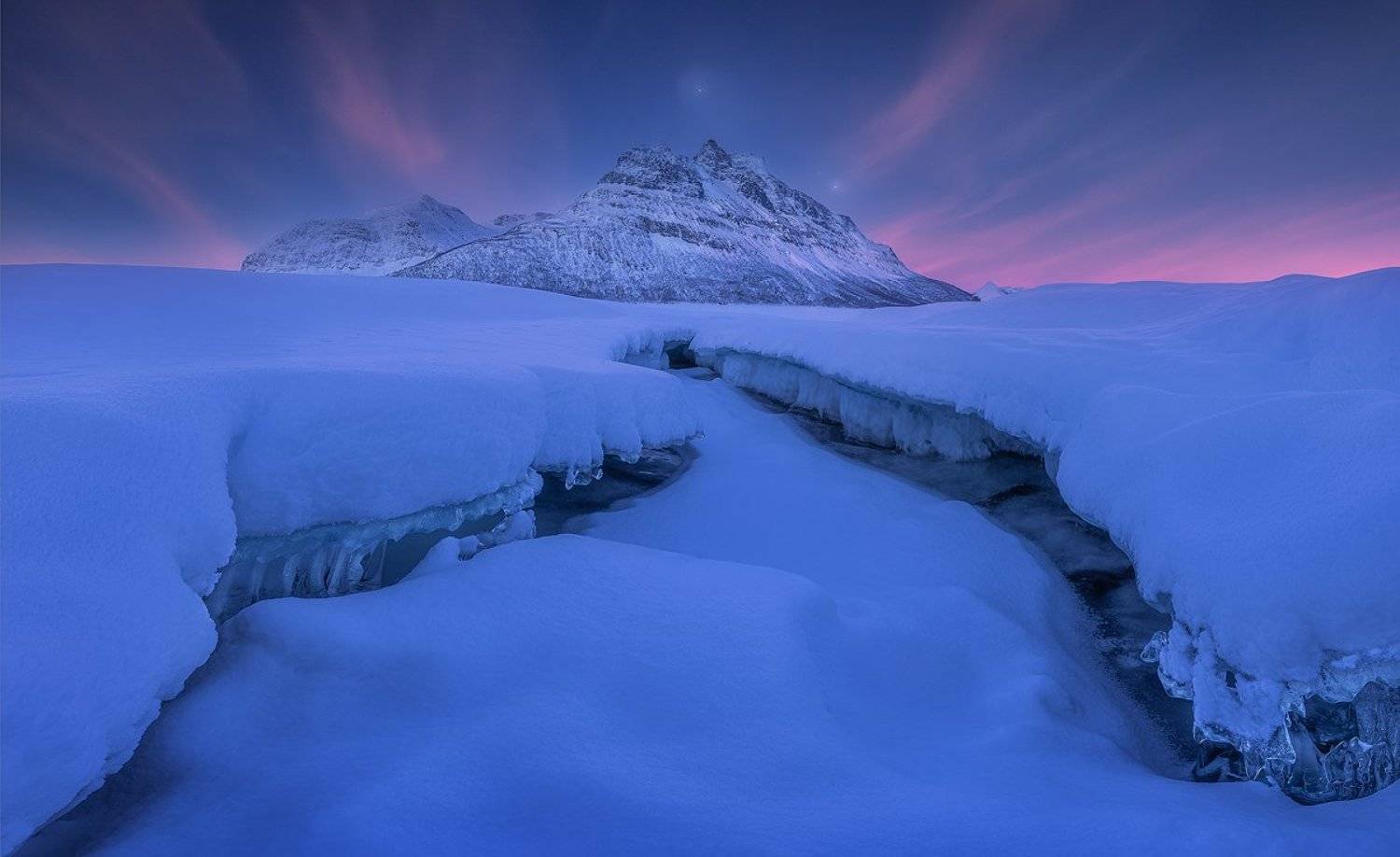 winter, norway, lofoten, snow, ice, blue, hour, mountain , Roberto Pavic