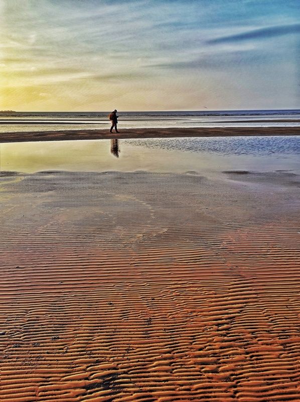 закат, залив, спб, питер, море, пляж Отлив на Финском заливе. фото превью