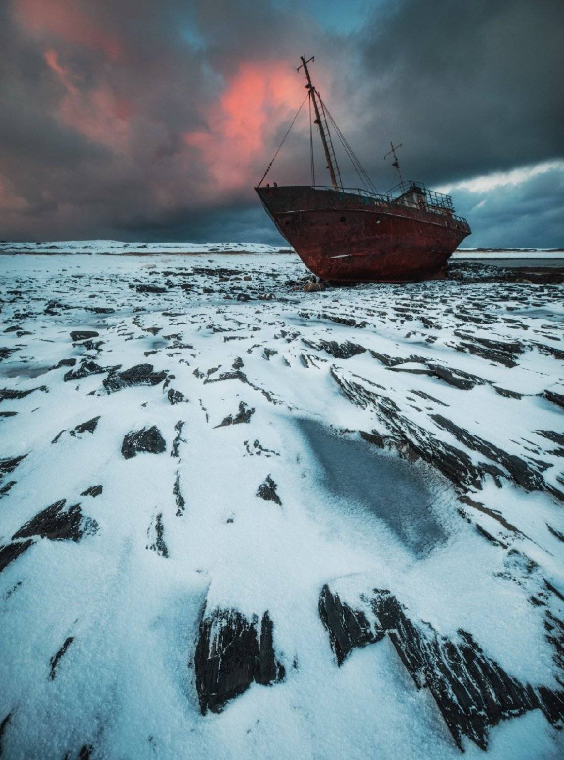 кольский, закат, зима, рыбачий, Сергей Луканкин