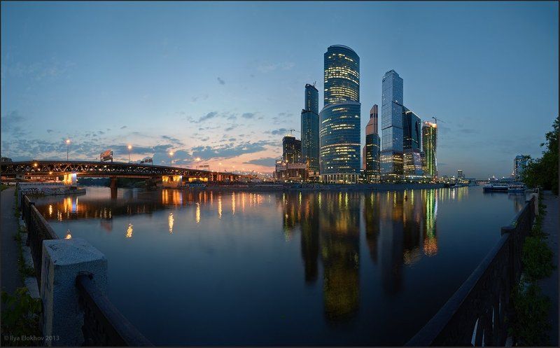 архитектура, вечерняя москва, москва, москва-сити Вечерний город. фото превью