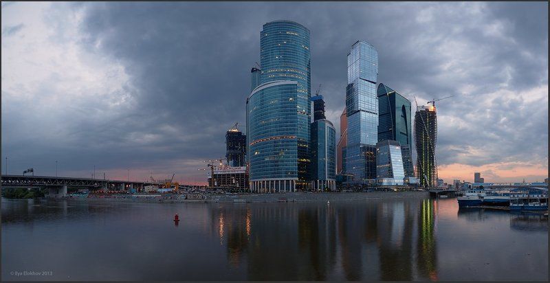 архитектура, вечерняя москва, москва, москва-сити Тучная Москва фото превью