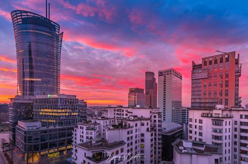 City at sunset.