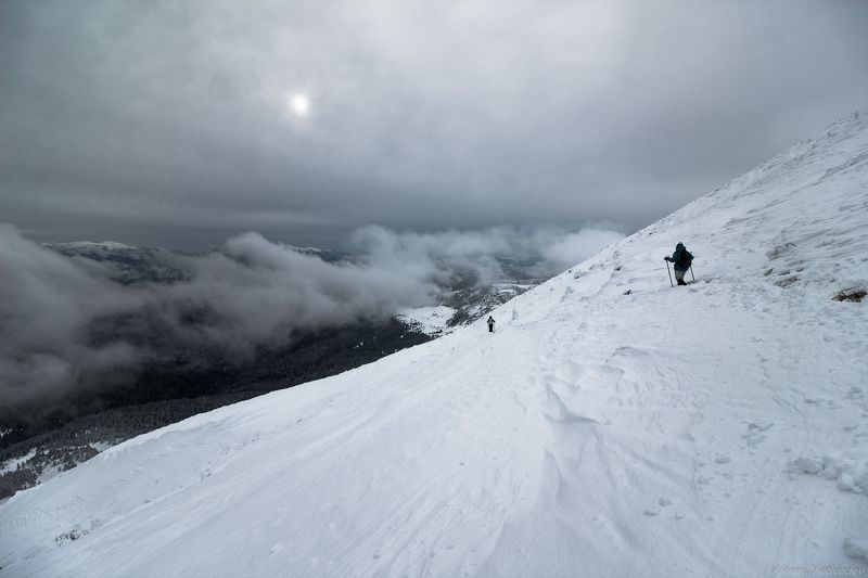 Карпаты, Украина, чорногора, петрос, зимний, поход, снег, лед, фирн, На склонах Петроса фото превью