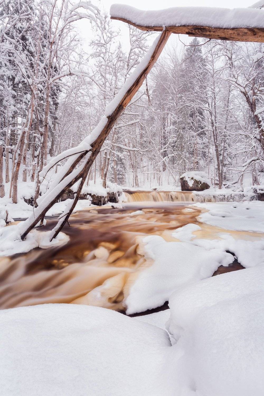 waterfall, estonia, winter, landscape, Имре Аунапуу