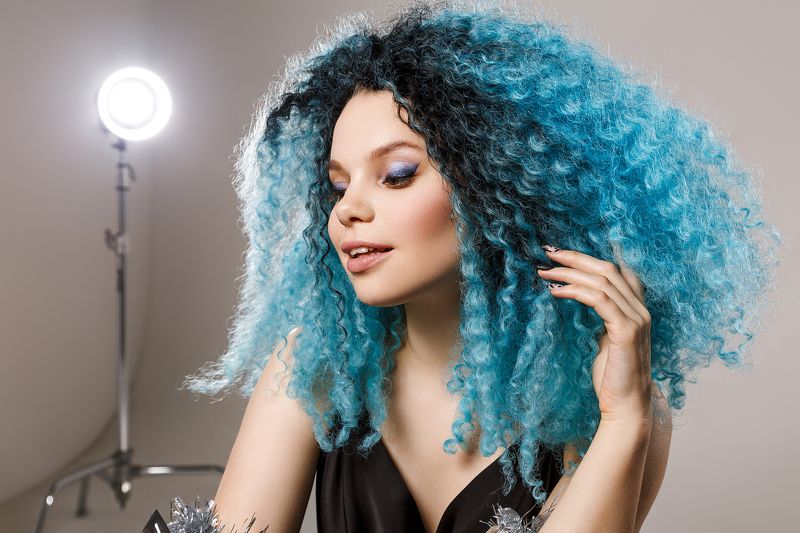 портрет, potrrait, girl, бьюти, мальвина, синие волосы, blue hair, студийная фотосессия Лолита фото превью