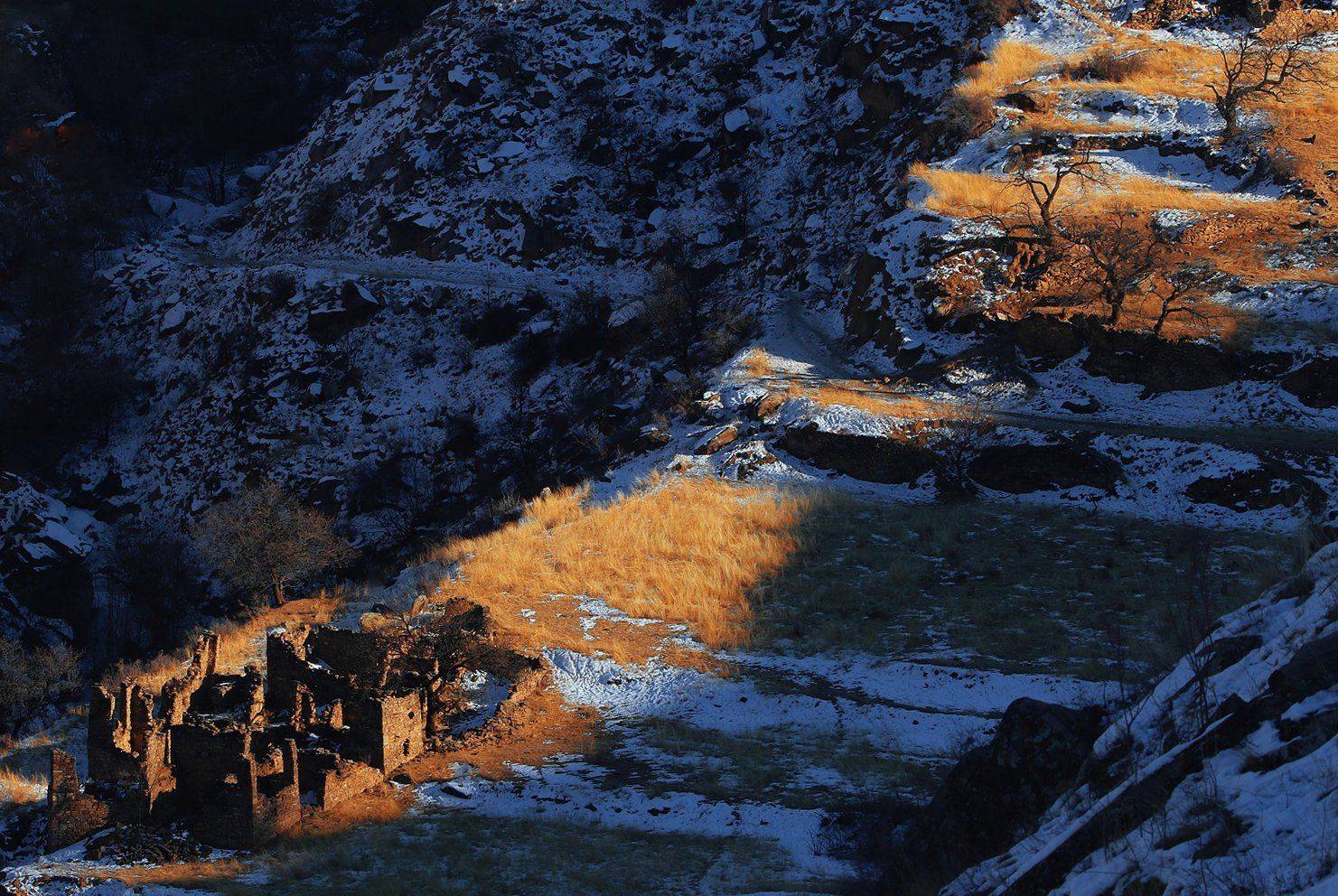 хутор,горы,вершины,пейзаж,небо,деревья,дагестан,природа, Marat Magov