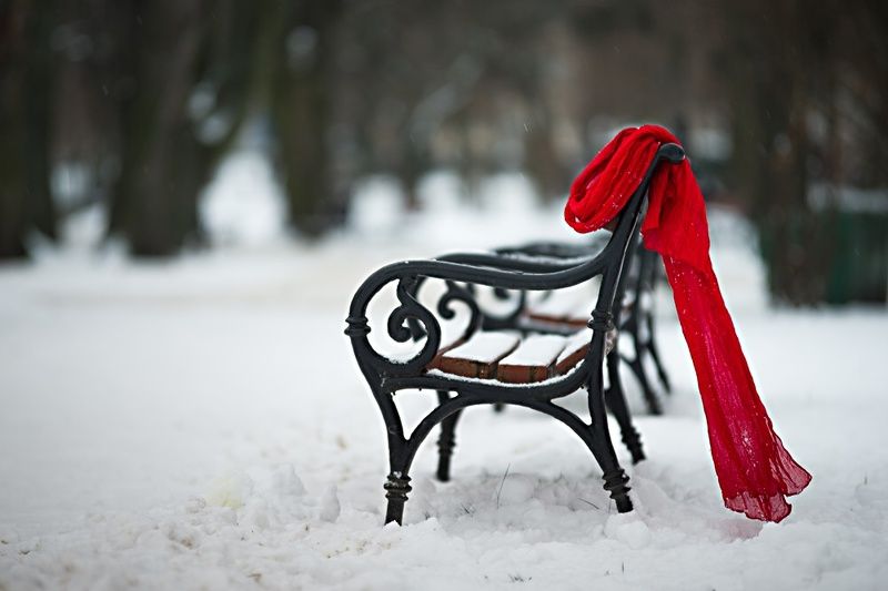 zimowa martwa natura z szalem фото превью