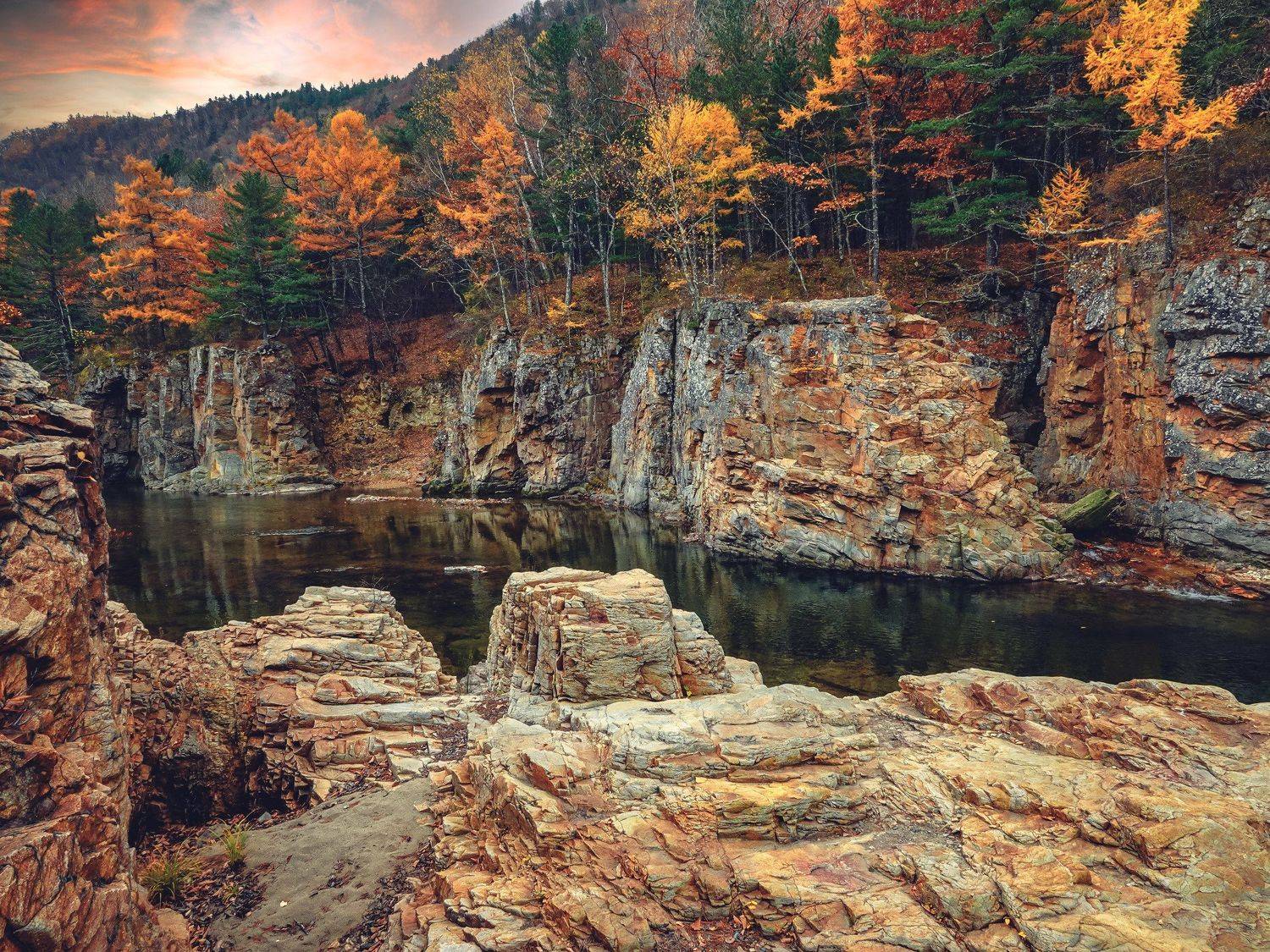 река, скалы, тайга, осень, приморский край, Игорь Жабский