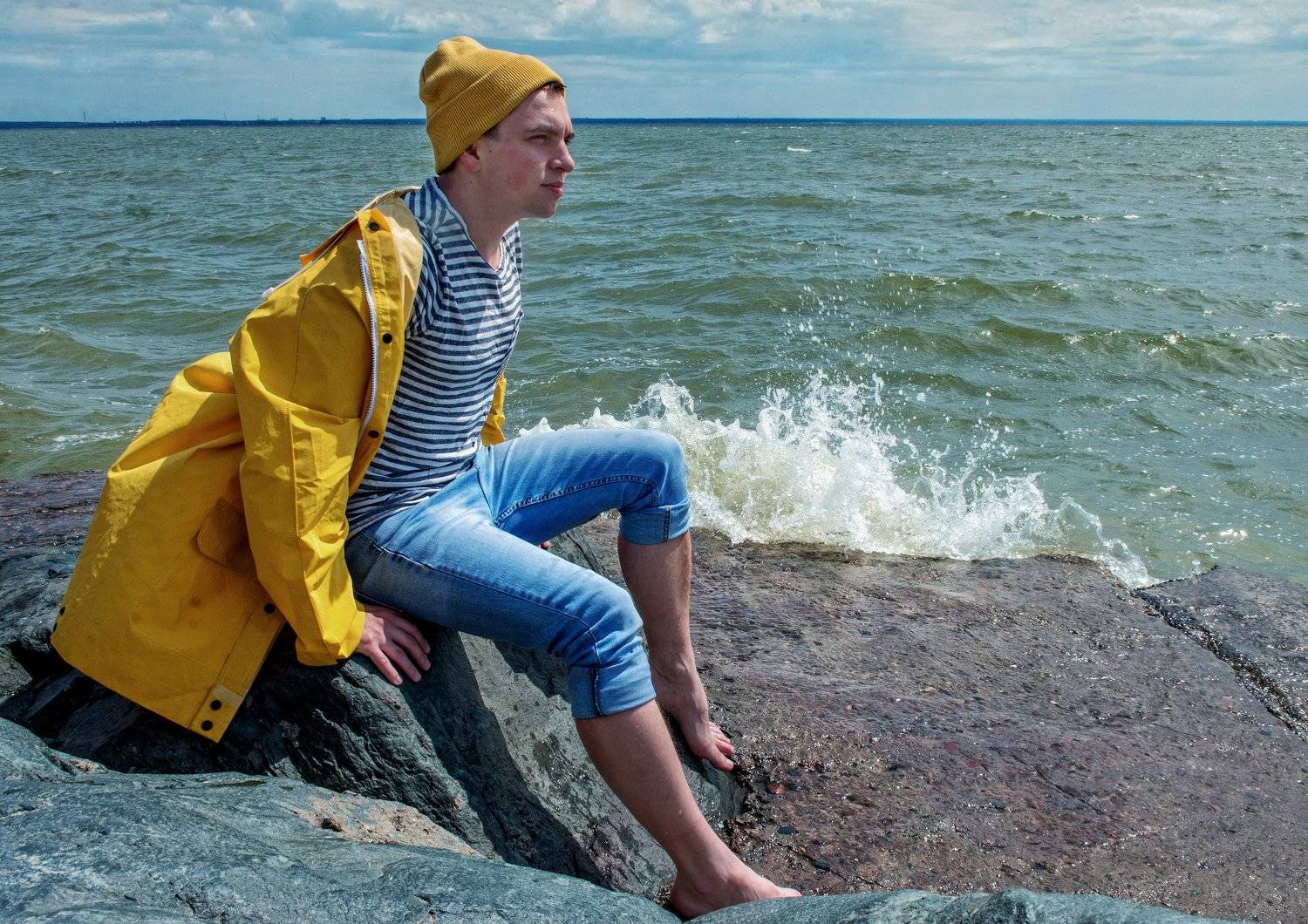 море небо облака мужской портрет морской ветер волны мечта настроение, Юлия Барсукова