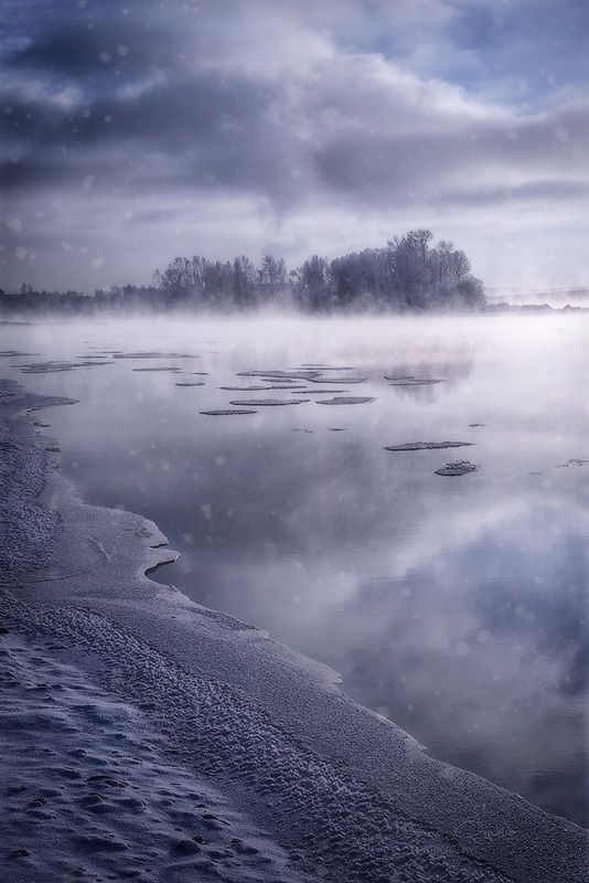 зима, сибирь, енисей, мороз, красноярский край, туман Зима фото превью