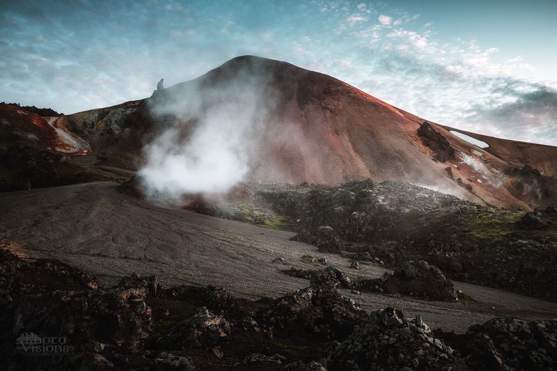 iceland,landmannalaugar,mountains,volcano,volcanic,steam,evening,summer,mood, Volcanic Earth фото превью