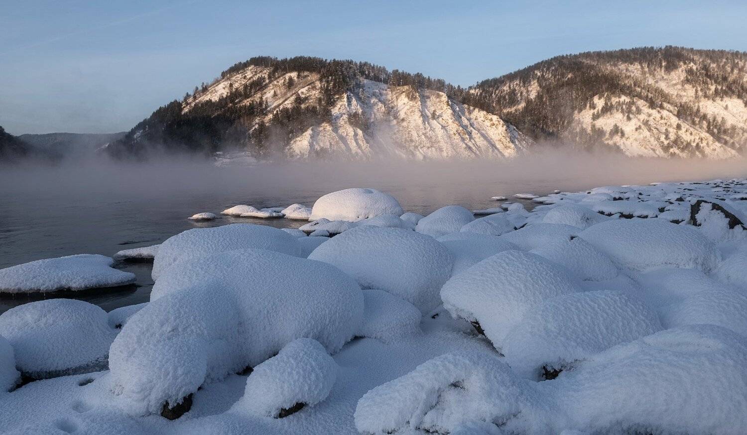 енисей, мороз, закат, берег., Марина Фомина