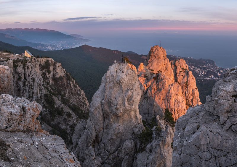 крым, ай-петри, панорама, закат, горы, россия, море, черное море, пейзаж, crimea, ai-petri, panorama, sunset, mountains, russia, sea, black sea, landscape Закат на Ай-Петри фото превью