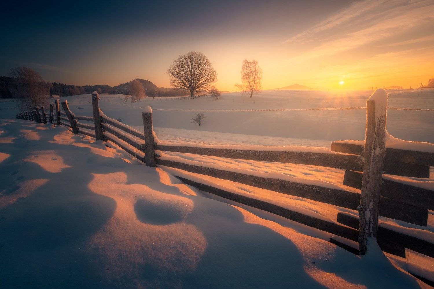 Sunrise, landscape, winter, snow, sun, light, nature, czech republic, bohemian switzerland, , Lubo&scaron; Prchal