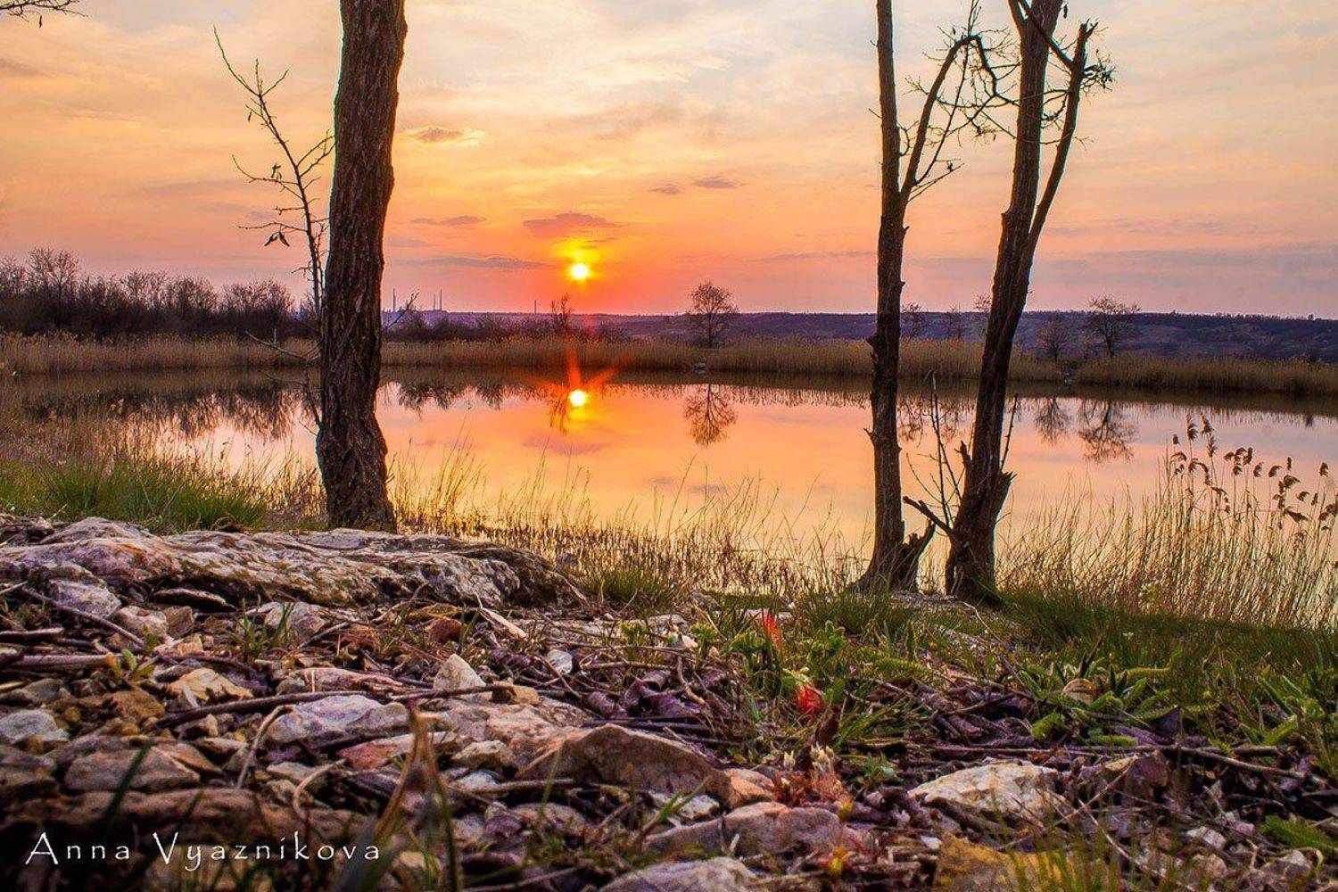 пейзаж, закат, водоем, озеро, , Анна Вязникова