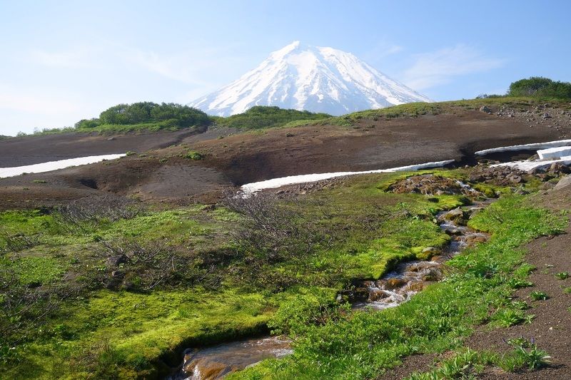volcano, mountain, terrain, hiking, sky, peak, trekking, nature, landscape, altitude Kamchatka фото превью