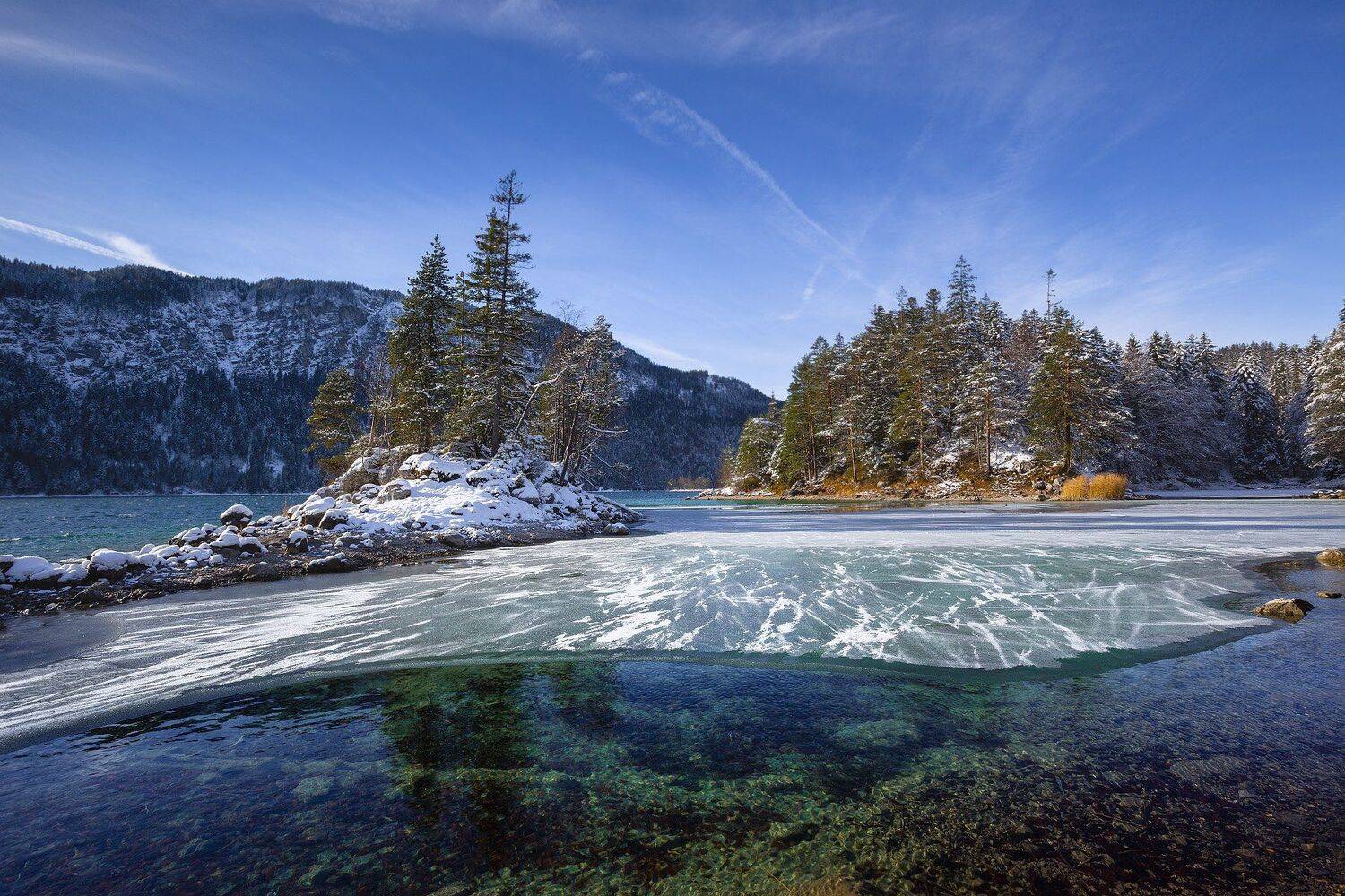 германия, бавария, озеро айбзее, горы, снег, лёд, eibsee, Геннадий Финенко