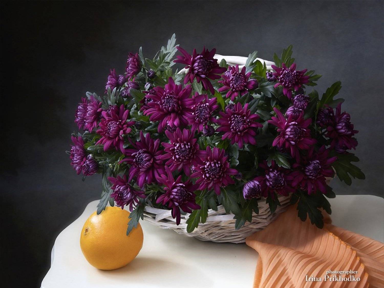 натюрморт, цветы, фрукты, художественное фото, букеты, хризантемы, Ирина Приходько