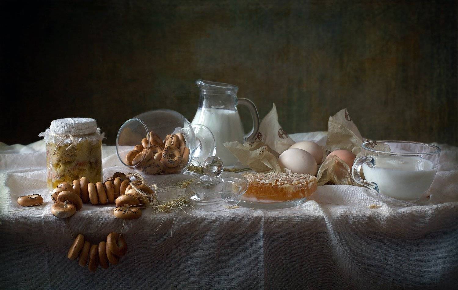 миламиронова, фотонатюрморт, еда, молоко, мёд, соты, баранки, сушки, Мила Миронова