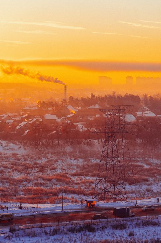 biocity, пейзаж, город, заводы, зима, утро, мороз, утреннее. окраина фото превью