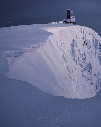 Snowy peak-holes in Karkonosze Mountains, Poland