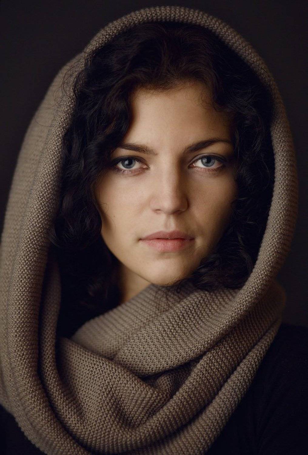 Брюнетка, Девушка, Платок, Шарф, Иван Куликов