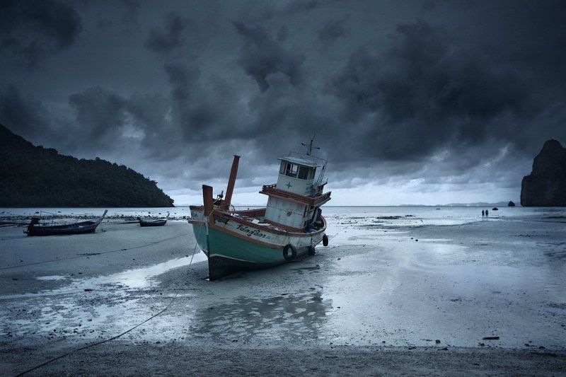 Canon EF 16-35 mm f/2.8L USM, Canon EOS 5D Mark II, Cokin Z 121S Gradual Grey G2 Sof, Family garden, Koh Tao, Low tide, Ship, Sunset, Thailand, Vint26, Zaporozhenko vitaly & julia Low tide фото превью
