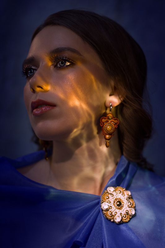 Женский портрет, Украшения, блики света, портрет Brown Soutache фото превью