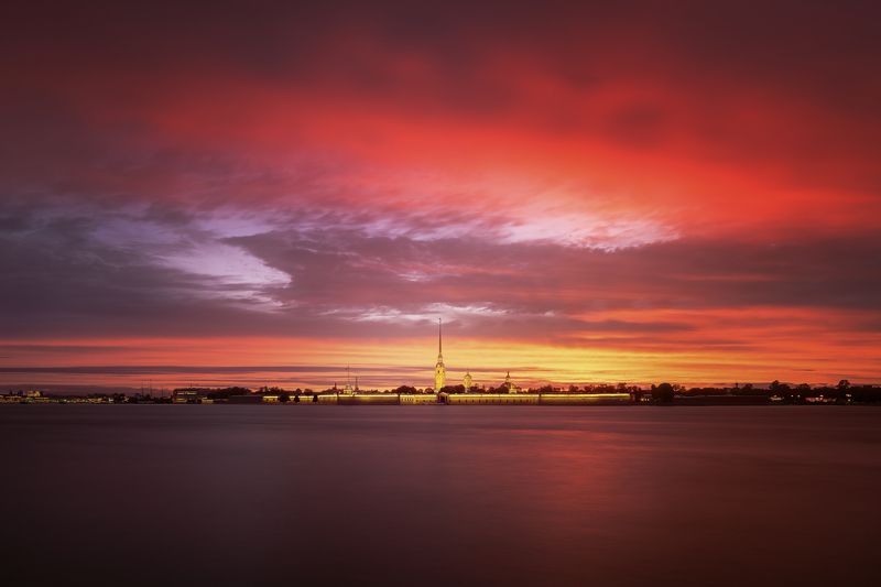 санкт-петербург, россия, архитектура, город, закат, sunset, cityscape, architecture, saint petersburg, russia, long exposure Петропавловская крепость на закате фото превью