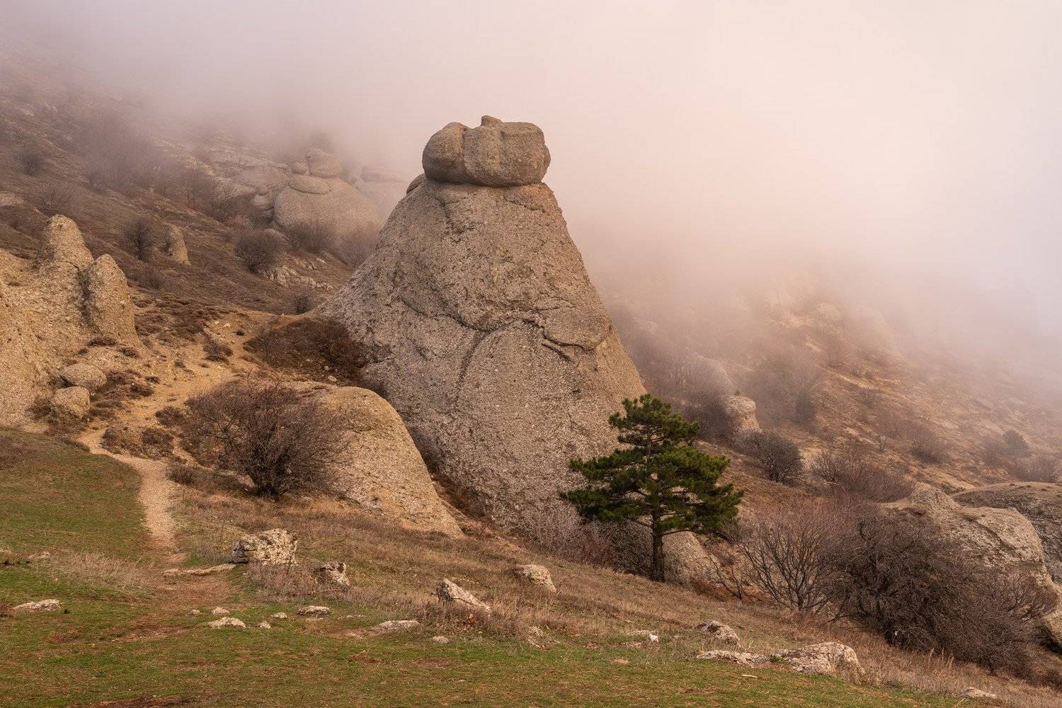 крым, демерджи, горы, россия, туман, закат, природа, пейзаж, crimea, demerdzhi, mountains, russia, fog, sunset, nature, landscape, Алексей Королёв