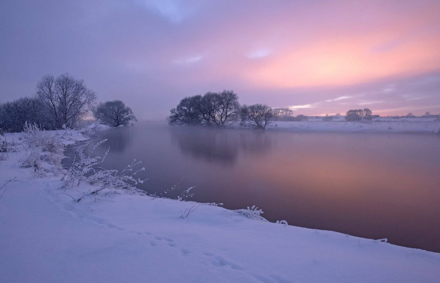 закат, зима, мороз, туман, Александр Гвоздь
