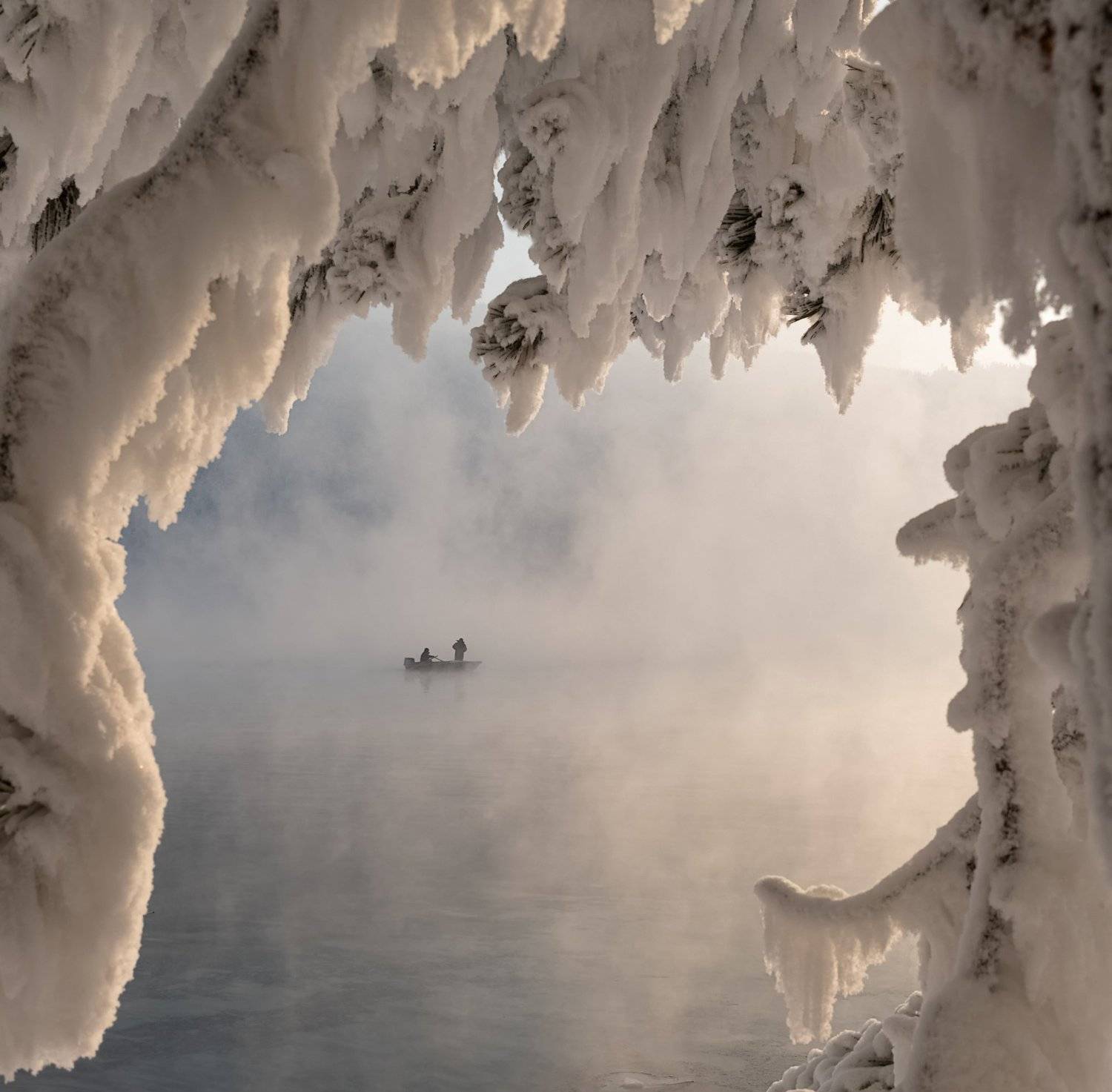 енисей, мороз, закат, берег., Марина Фомина