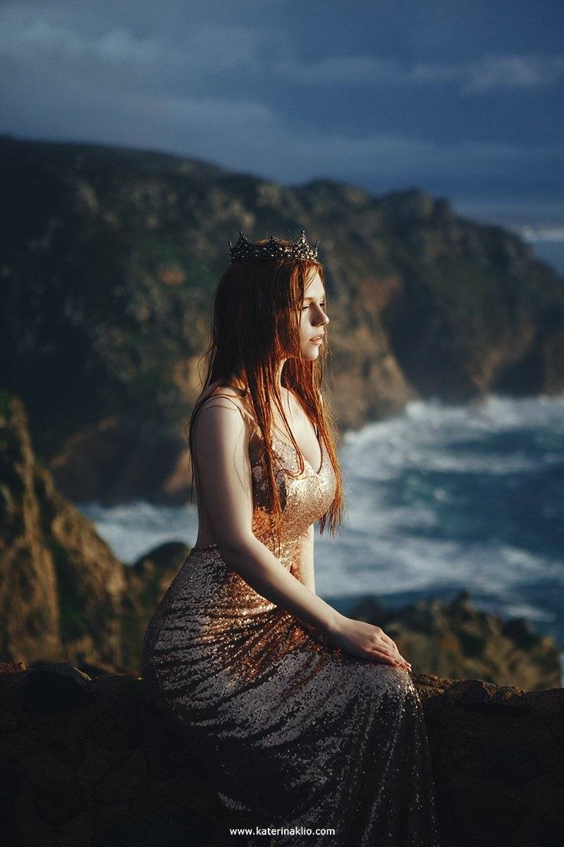 Mermaid, gold, sunset, nature, landscape, woman, beauty, beautiful, ocean, Катерина Клио
