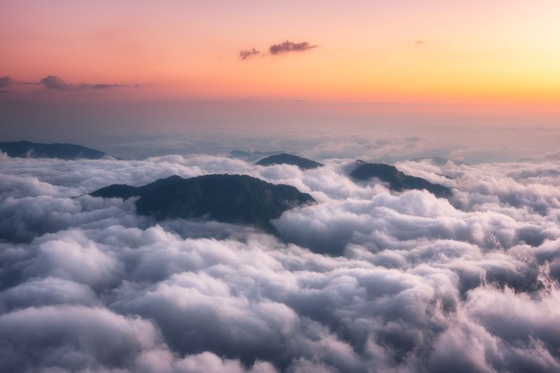 горы, облака, закат, кавказ, пейзаж, красная поляна Кавказские острова фото превью