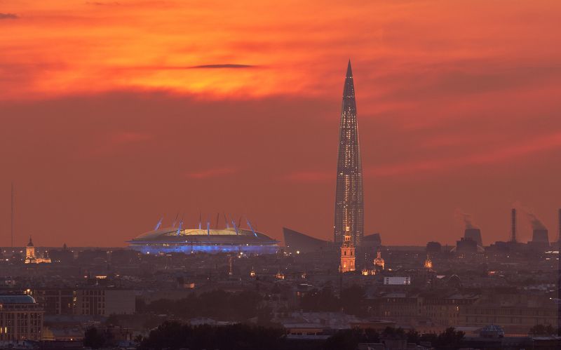 санкт-петербург, россия, архитектура, город, закат, sunset, cityscape, architecture, saint petersburg, russia Новые доминанты Санкт-Петербурга фото превью