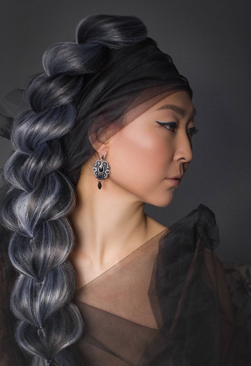 Женский портрет, портрет, черный цвет, серый цвет, восточная девушка, Ксения Okdmuse