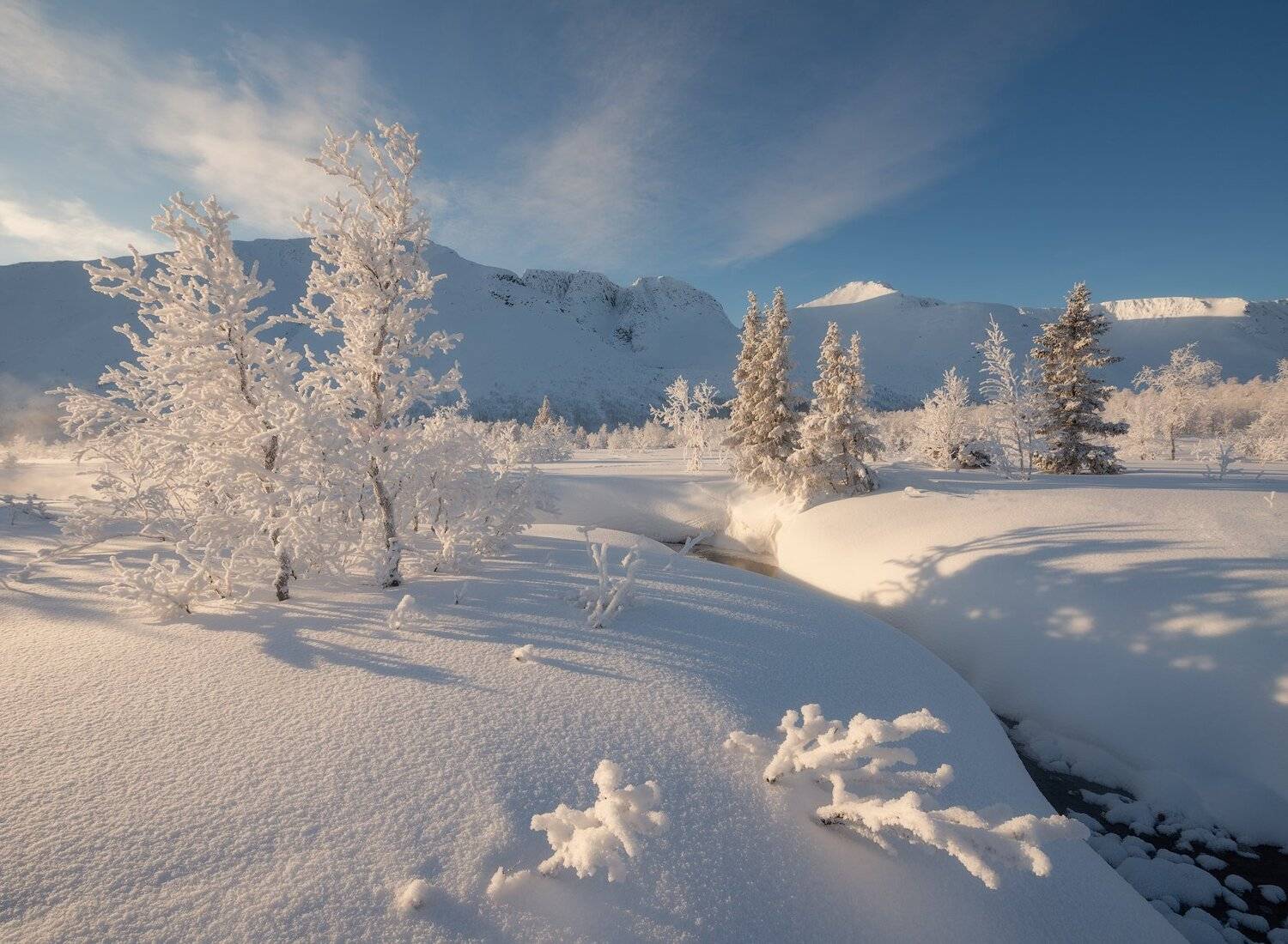 пейзаж,хибины,россия,горы,свет,солнце,река,зима, Виталий Истомин