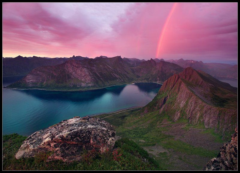 закат, норвегия, остров сенья Закат над зубьями скал. фото превью